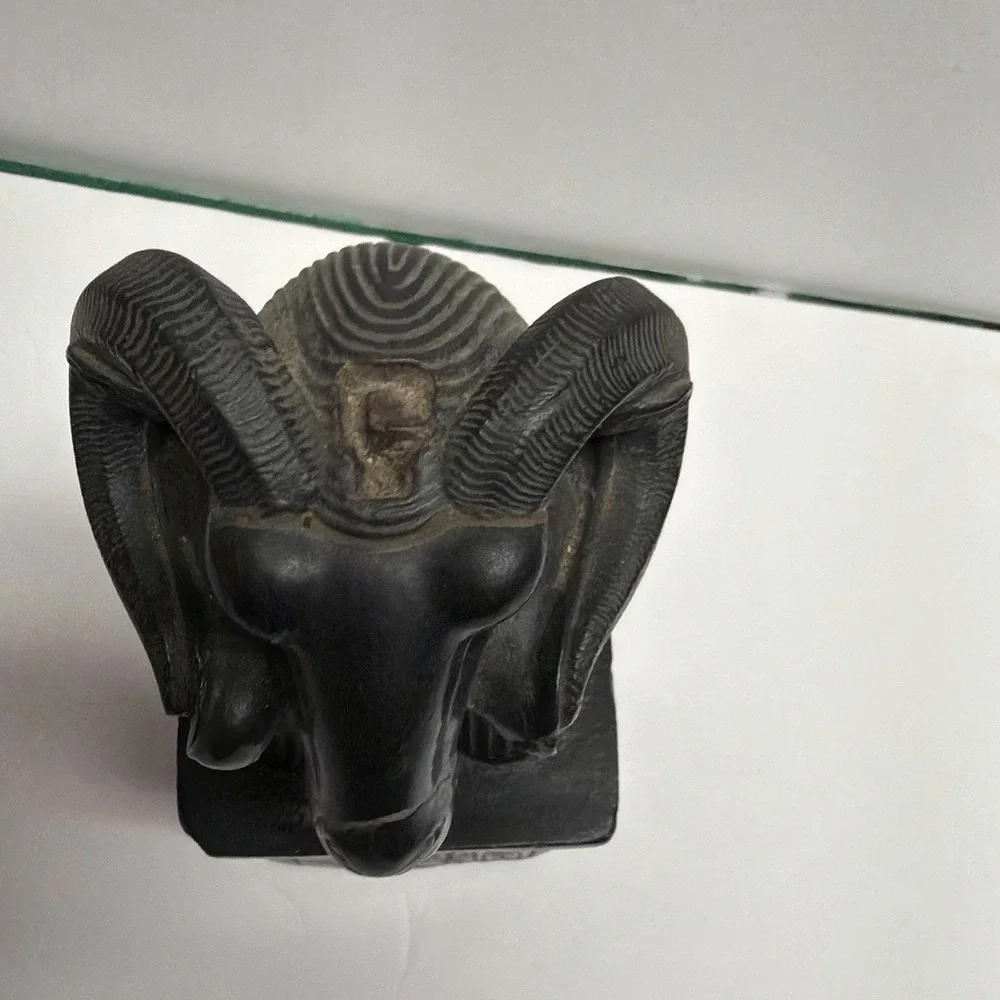 Vintage MMA Museum Repro Egyptian Ancient Ram's Head Seal Desk Paper Weight